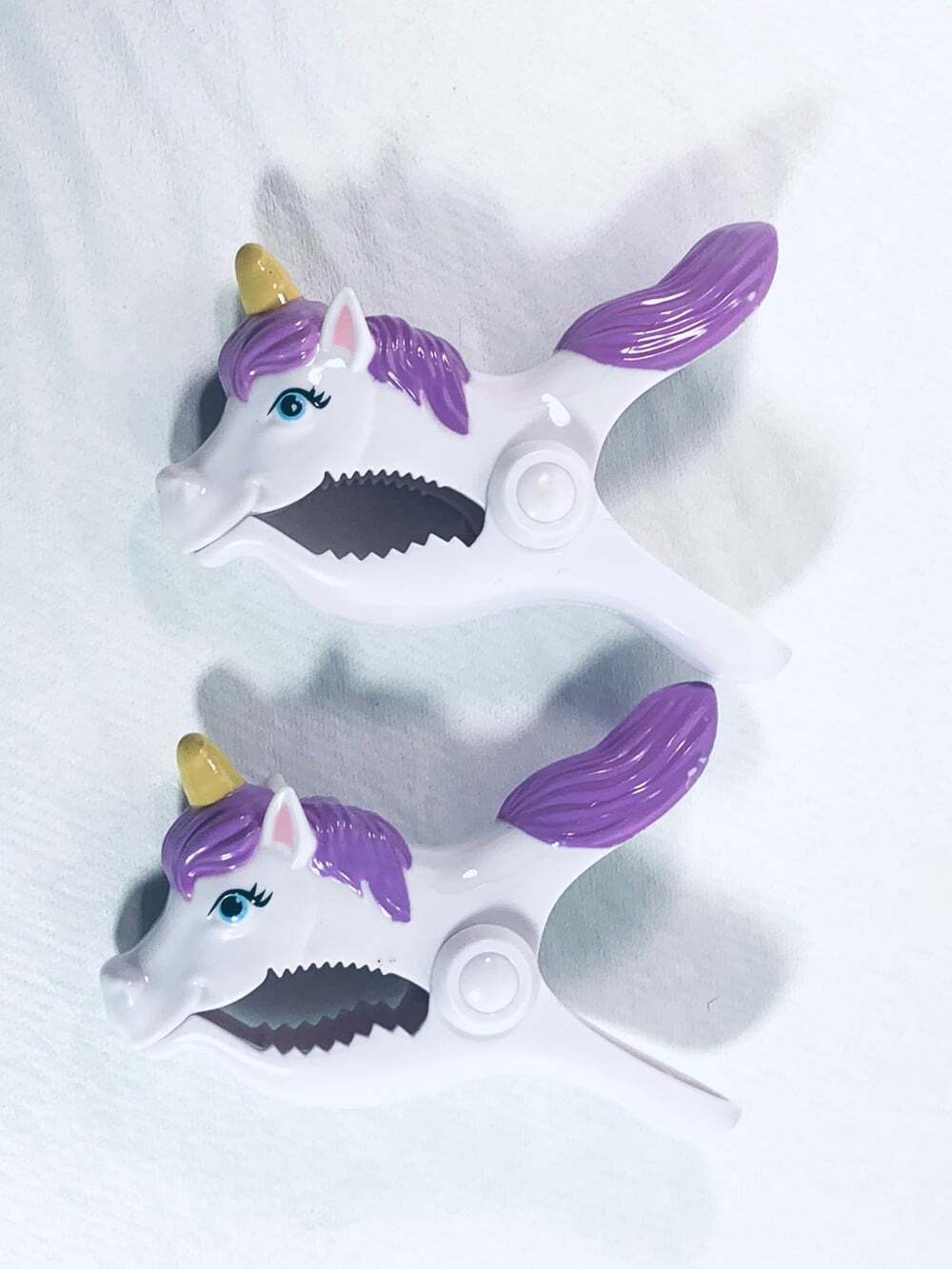 Unicorn Clips two purple and white